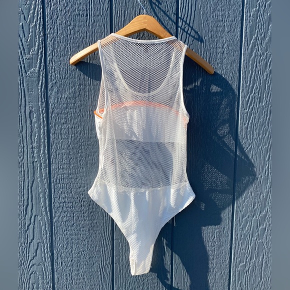 White Fishnet Bodysuit XL - Picture 3 of 6